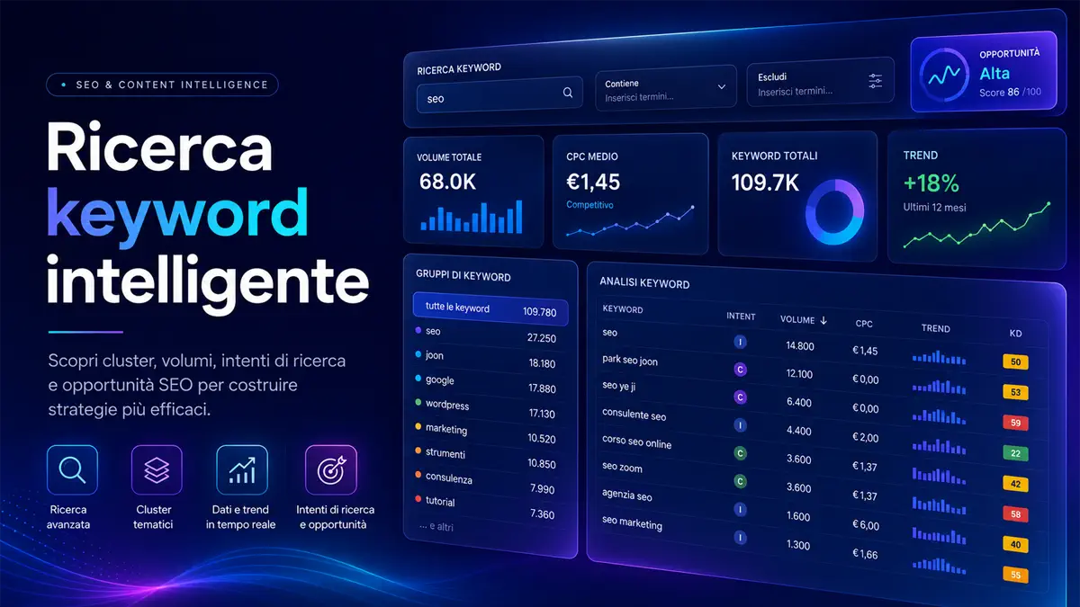 Trova keyword, intenti e cluster