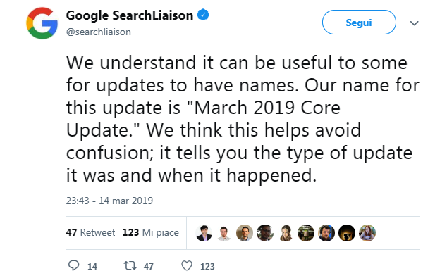 Google battezza l'aggiornamento