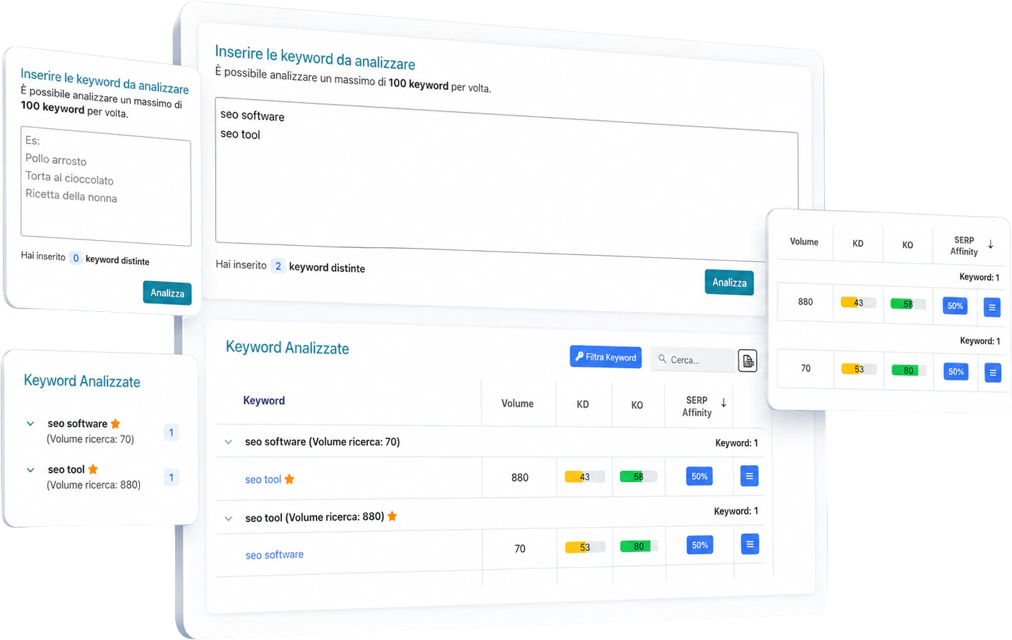 Comparatore SERP: confronto tra i risultati di più query in SEOZoom
